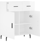 VidaXL Dressoir 69,5x34x90 cm bewerkt hout hoogglans wit