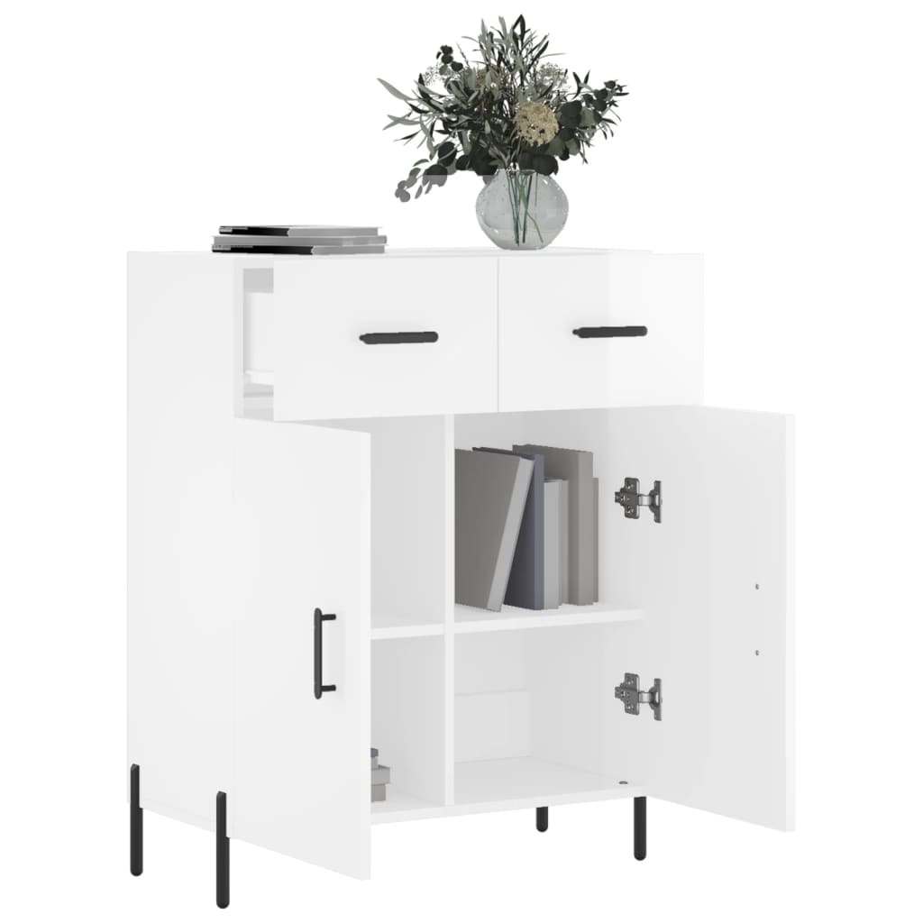 VidaXL Dressoir 69,5x34x90 cm bewerkt hout hoogglans wit