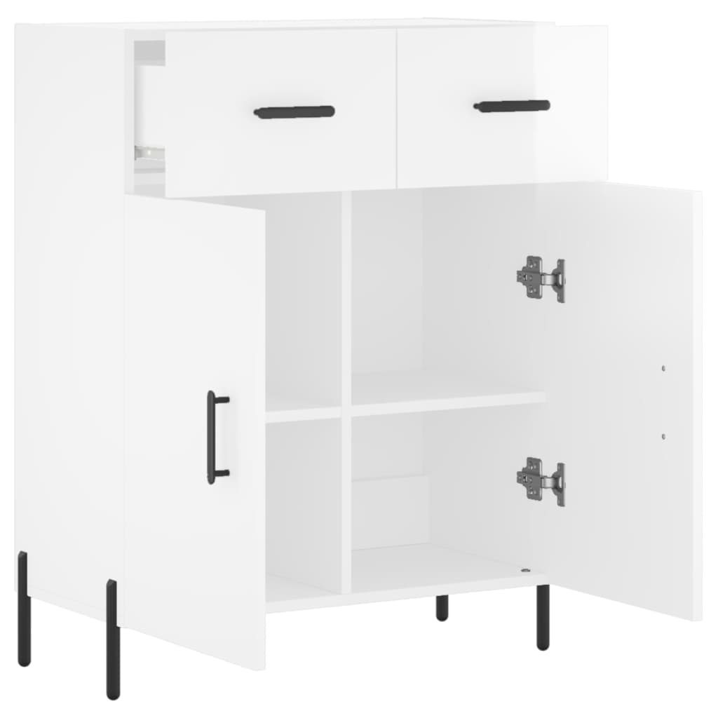 VidaXL Dressoir 69,5x34x90 cm bewerkt hout hoogglans wit