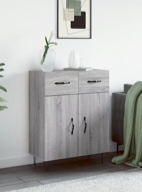VidaXL Dressoir 69,5x34x90 cm bewerkt hout grijs sonoma eikenkleurig