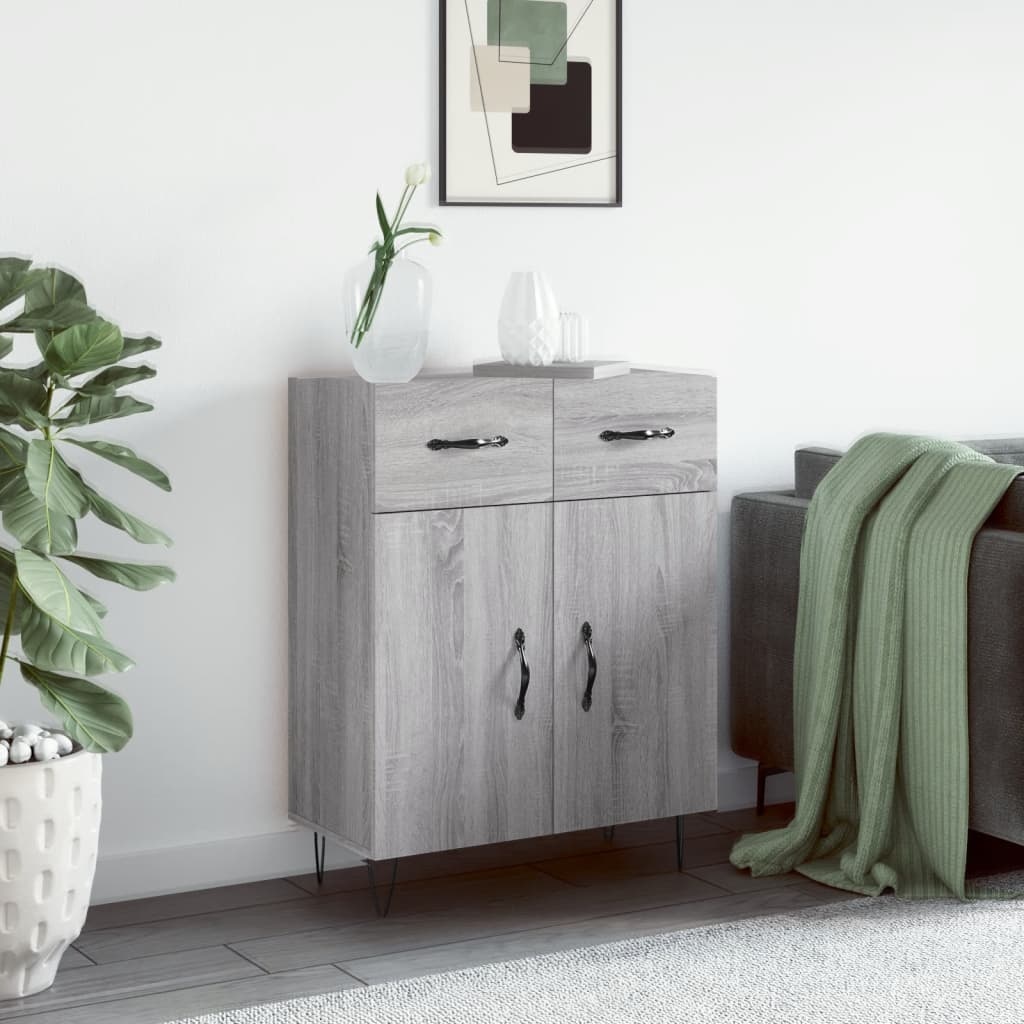 VidaXL Dressoir 69,5x34x90 cm bewerkt hout grijs sonoma eikenkleurig