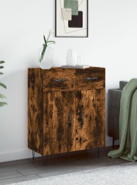 VidaXL Dressoir 69,5x34x90 cm bewerkt hout gerookt eikenkleurig