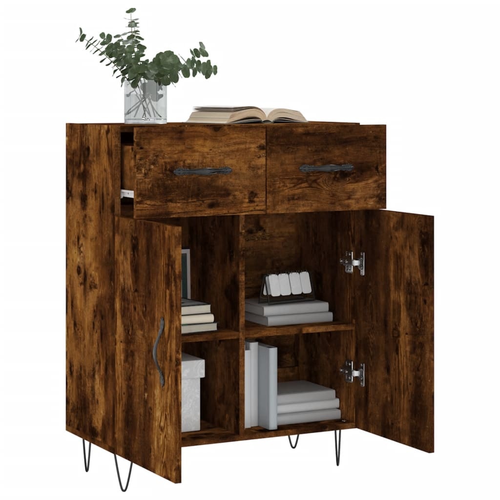 VidaXL Dressoir 69,5x34x90 cm bewerkt hout gerookt eikenkleurig