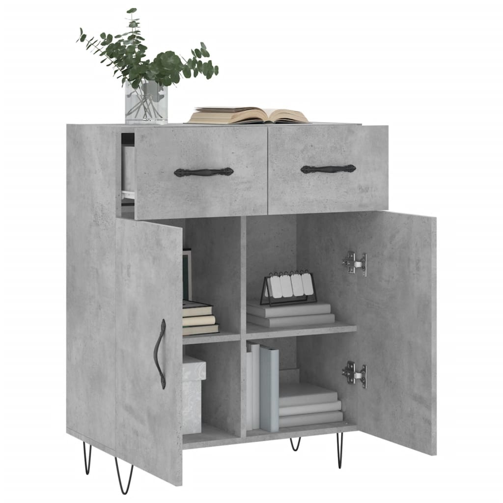VidaXL Dressoir 69,5x34x90 cm bewerkt hout betongrijs