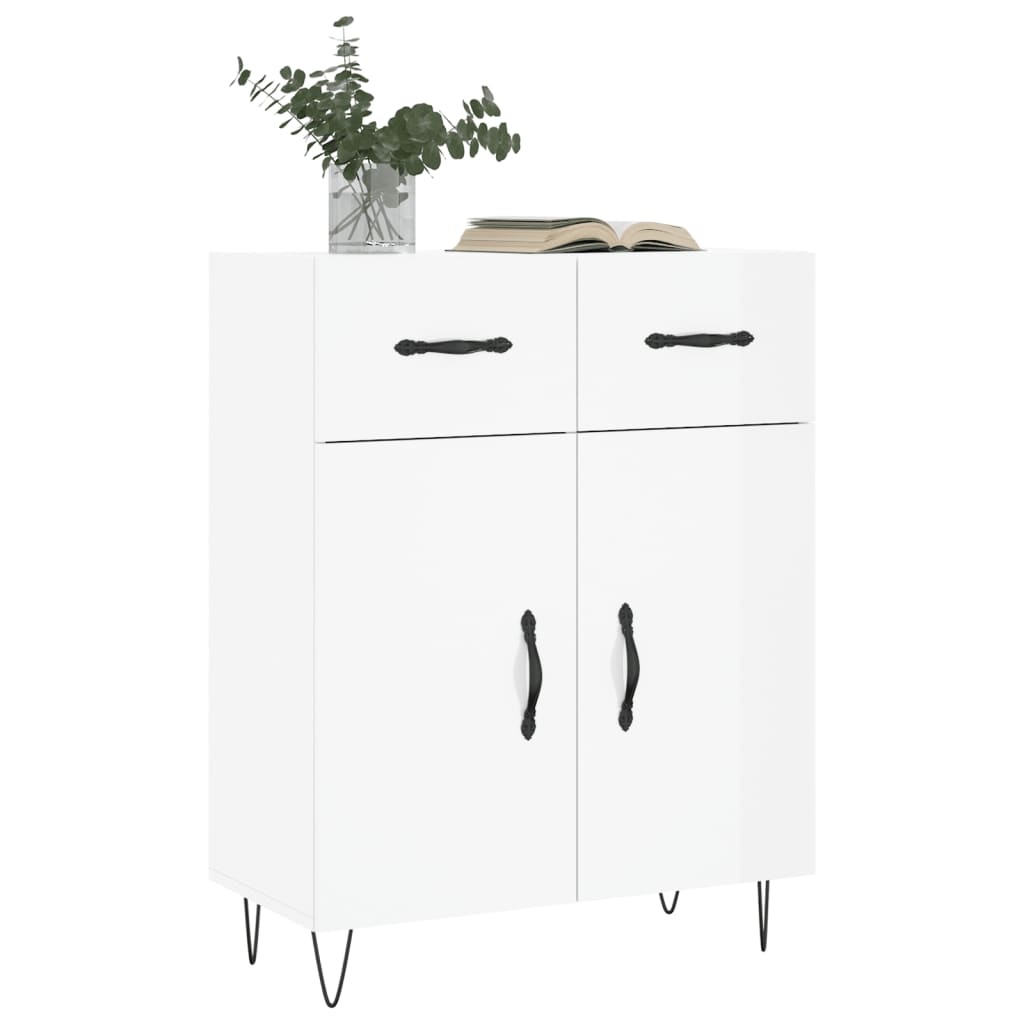 VidaXL Dressoir 69,5x34x90 cm bewerkt hout hoogglans wit