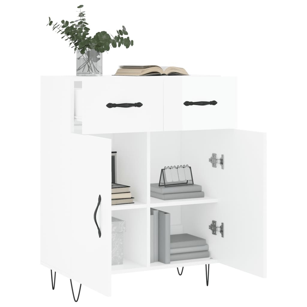 VidaXL Dressoir 69,5x34x90 cm bewerkt hout hoogglans wit