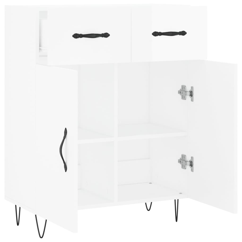 VidaXL Dressoir 69,5x34x90 cm bewerkt hout hoogglans wit
