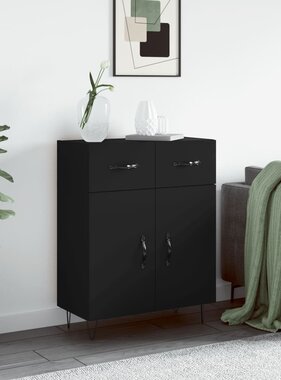 VidaXL Dressoir 69,5x34x90 cm bewerkt hout zwart