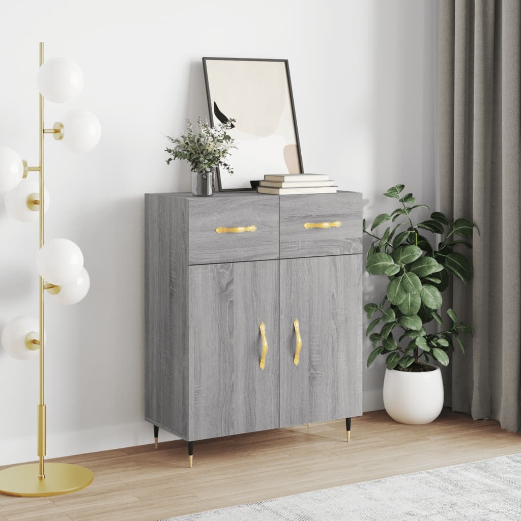VidaXL Dressoir 69,5x34x90 cm bewerkt hout grijs sonoma eikenkleurig