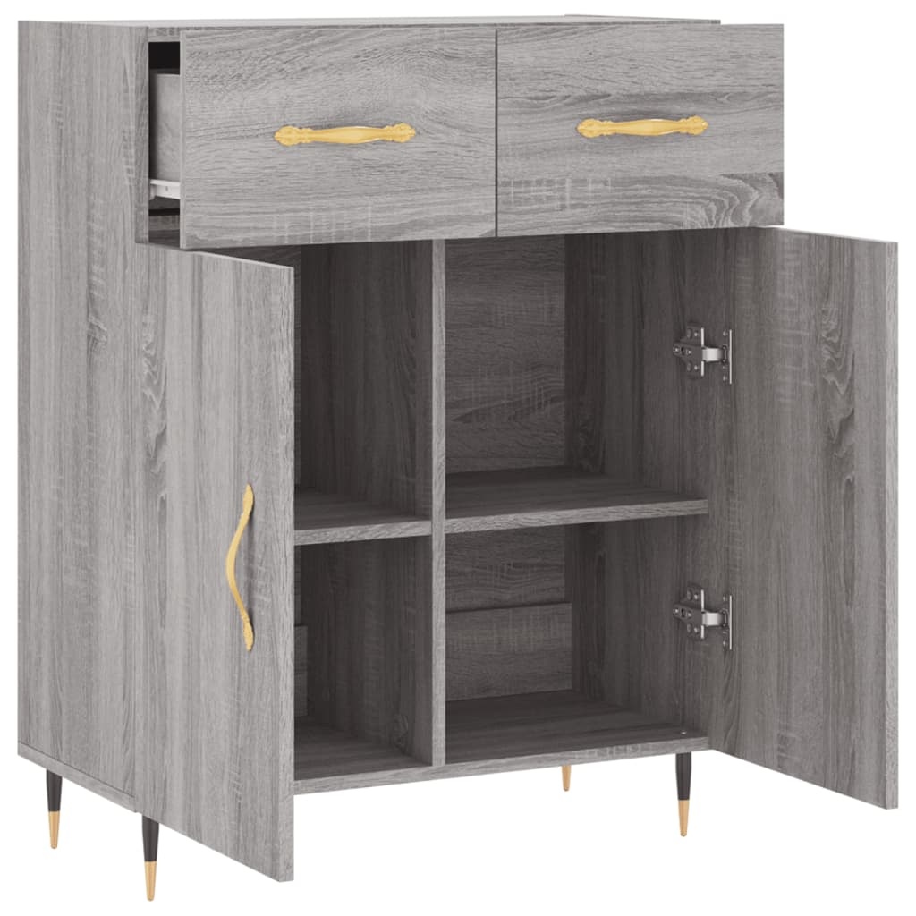 VidaXL Dressoir 69,5x34x90 cm bewerkt hout grijs sonoma eikenkleurig