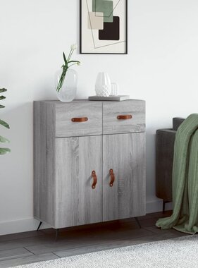 VidaXL Dressoir 69,5x34x90 cm bewerkt hout grijs sonoma eikenkleurig