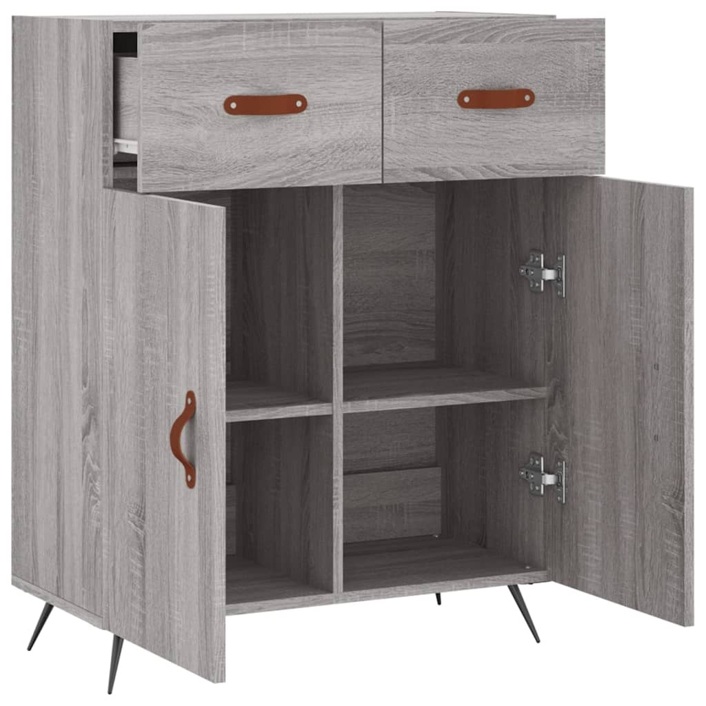 VidaXL Dressoir 69,5x34x90 cm bewerkt hout grijs sonoma eikenkleurig