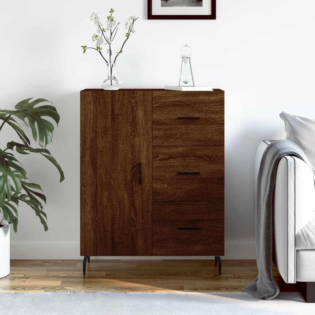 VidaXL Dressoir 69,5x34x90 cm bewerkt hout bruineikenkleurig