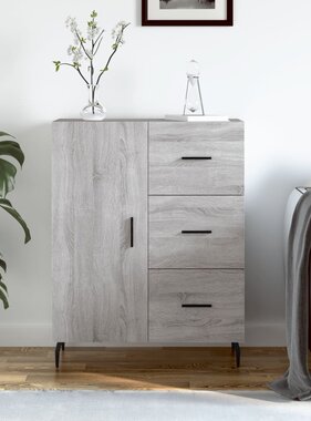 VidaXL Dressoir 69,5x34x90 cm bewerkt hout grijs sonoma eikenkleurig