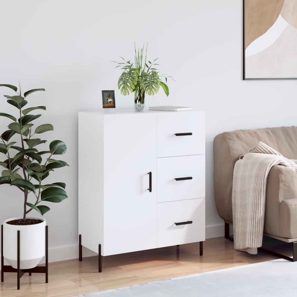 VidaXL Dressoir 69,5x34x90 cm bewerkt hout hoogglans wit