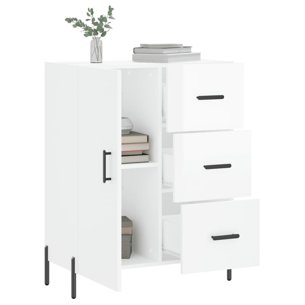 VidaXL Dressoir 69,5x34x90 cm bewerkt hout hoogglans wit