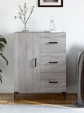 VidaXL Dressoir 69,5x34x90 cm bewerkt hout grijs sonoma eikenkleurig