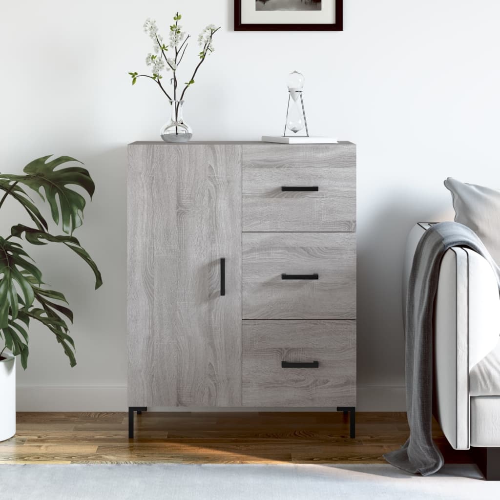 VidaXL Dressoir 69,5x34x90 cm bewerkt hout grijs sonoma eikenkleurig