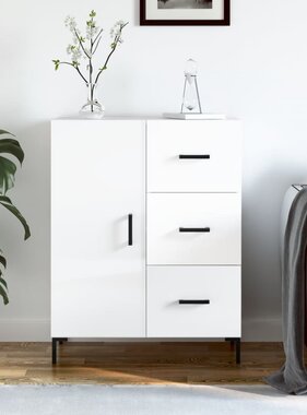 VidaXL Dressoir 69,5x34x90 cm bewerkt hout hoogglans wit