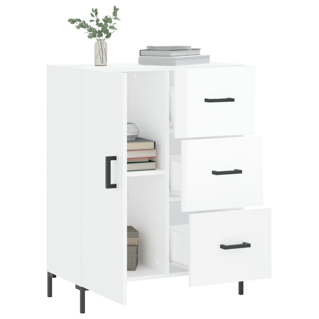 VidaXL Dressoir 69,5x34x90 cm bewerkt hout hoogglans wit