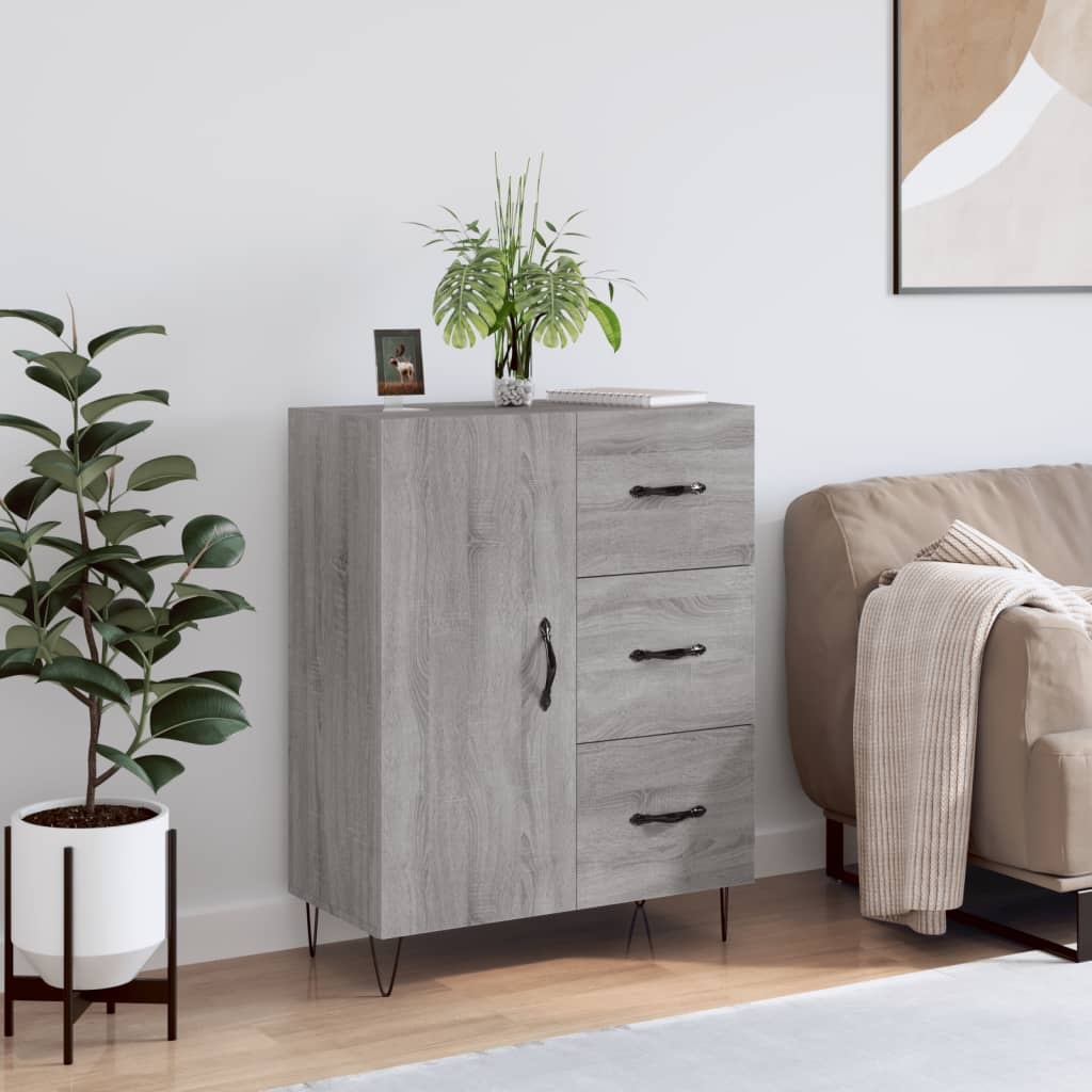 VidaXL Dressoir 69,5x34x90 cm bewerkt hout grijs sonoma eikenkleurig