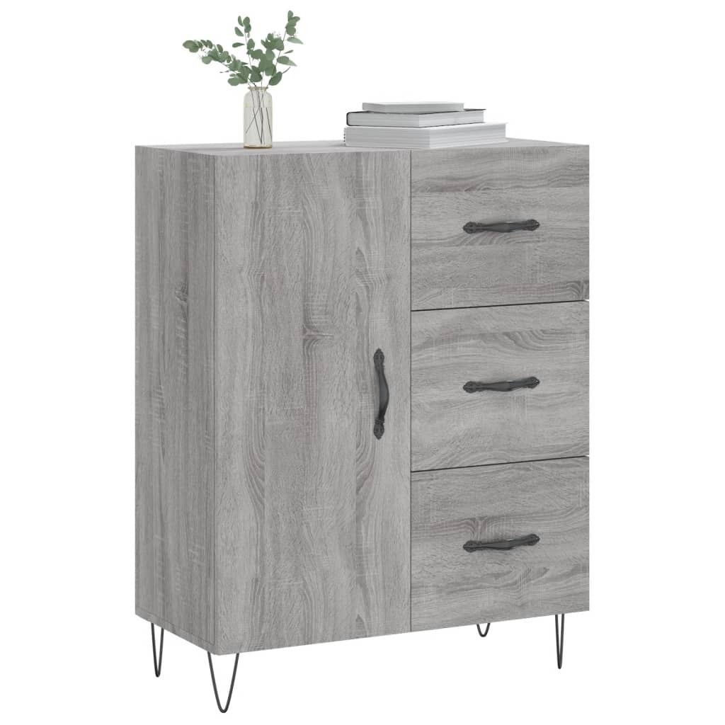 VidaXL Dressoir 69,5x34x90 cm bewerkt hout grijs sonoma eikenkleurig
