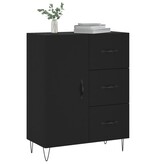 VidaXL Dressoir 69,5x34x90 cm bewerkt hout zwart