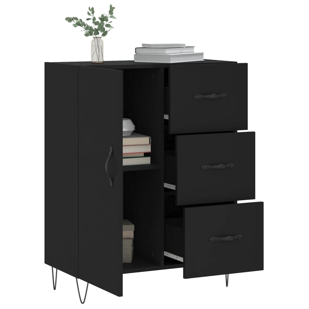 VidaXL Dressoir 69,5x34x90 cm bewerkt hout zwart