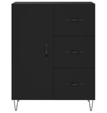 VidaXL Dressoir 69,5x34x90 cm bewerkt hout zwart