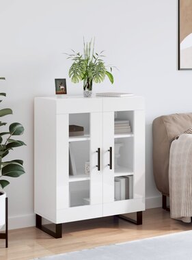 VidaXL Dressoir 69,5x34x90 cm bewerkt hout hoogglans wit