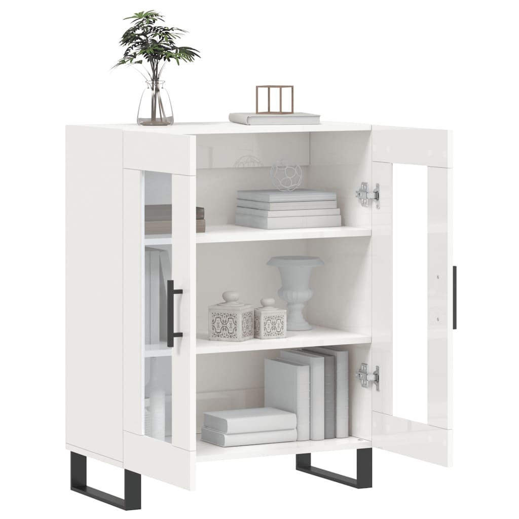 VidaXL Dressoir 69,5x34x90 cm bewerkt hout hoogglans wit