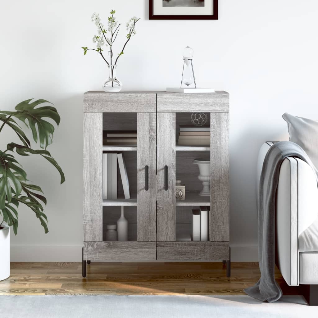 VidaXL Dressoir 69,5x34x90 cm bewerkt hout grijs sonoma eikenkleurig