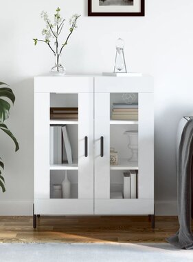 VidaXL Dressoir 69,5x34x90 cm bewerkt hout hoogglans wit