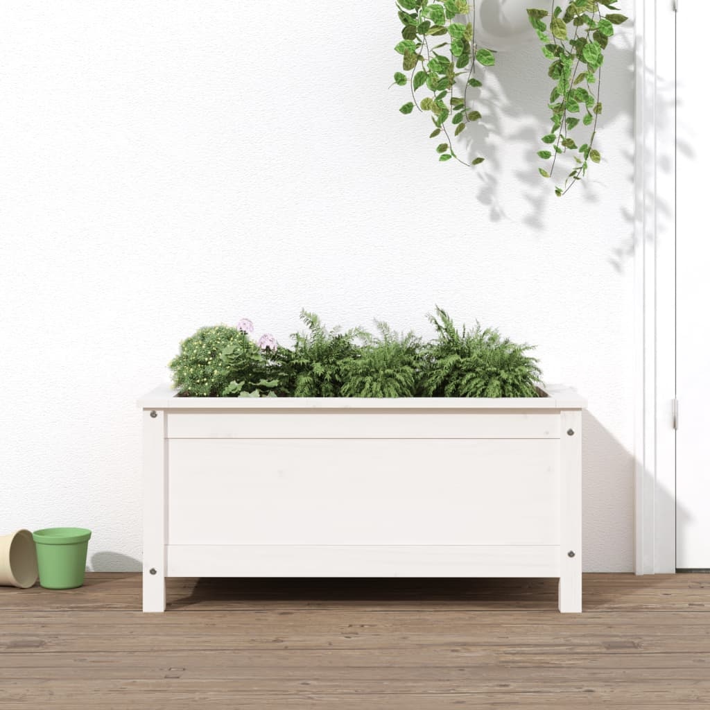 VidaXL Plantenbak 82,5x40x39 cm massief grenenhout wit