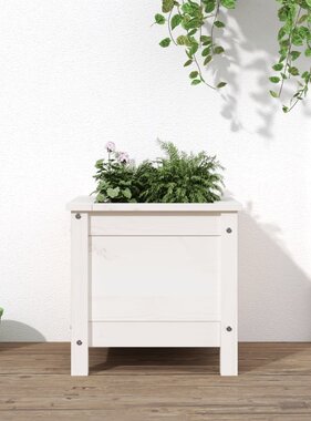 VidaXL Plantenbak 40x40x39 cm massief grenenhout wit