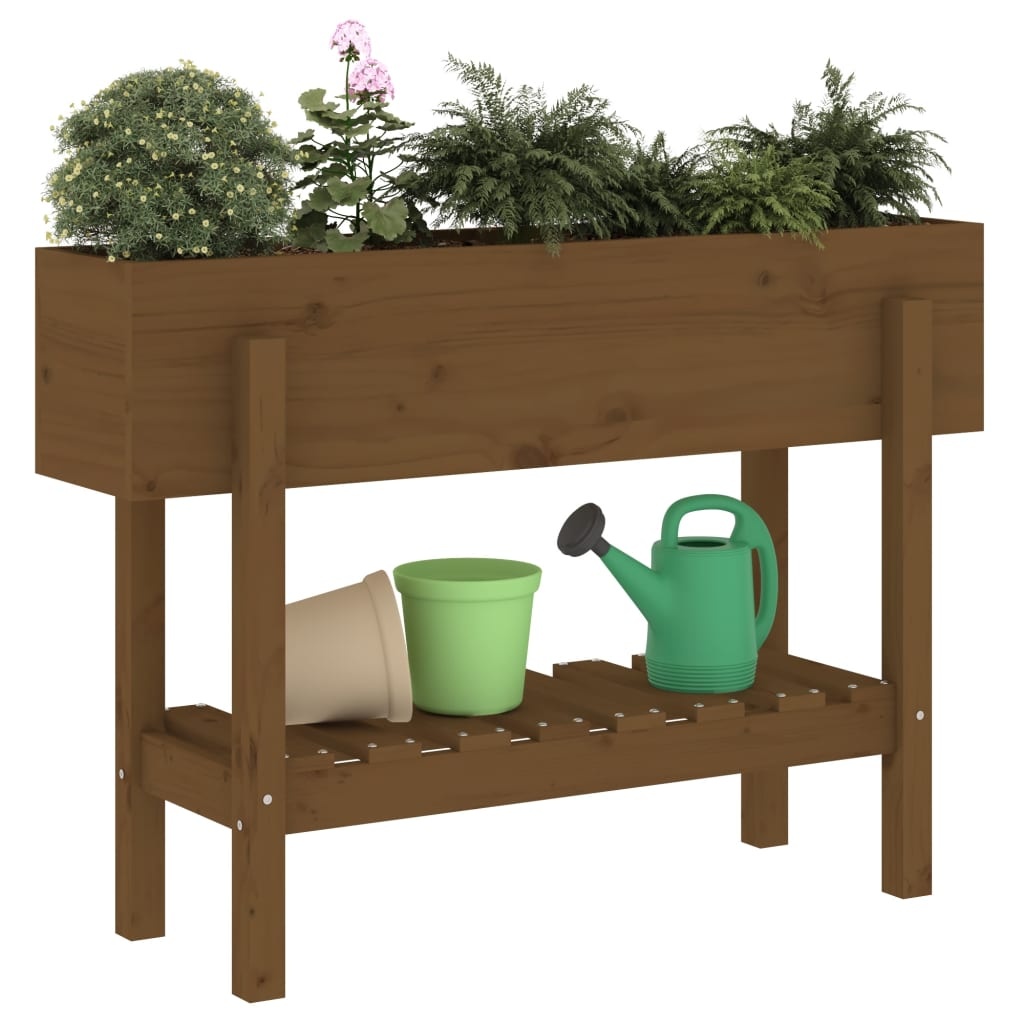 vidaXL Plantenbak verhoogd 101x30x69 cm massief grenenhout honingbruin