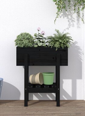 VidaXL Plantenbak 62x30x69 cm massief grenenhout zwart
