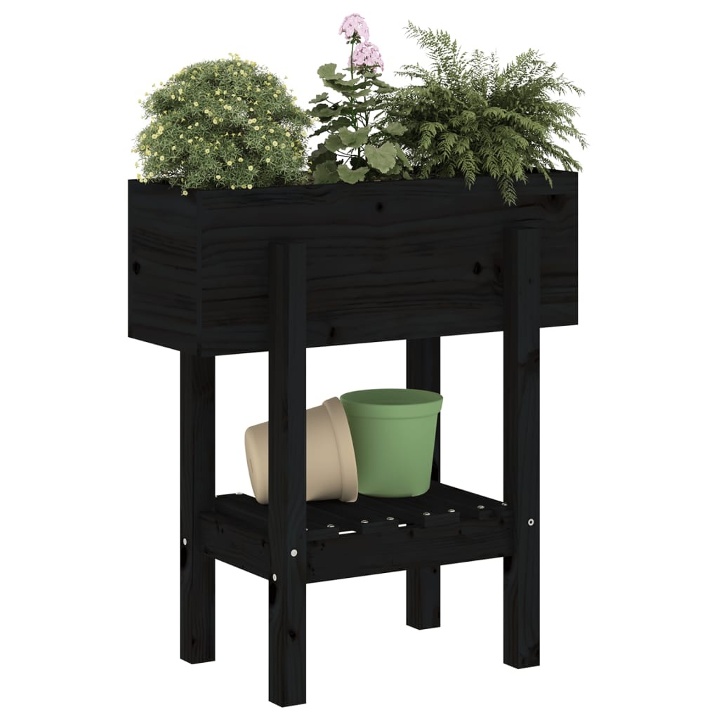 VidaXL Plantenbak 62x30x69 cm massief grenenhout zwart