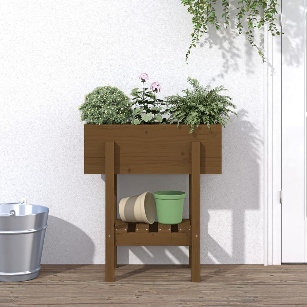 VidaXL Plantenbak 62x30x69 cm massief grenenhout honingbruin