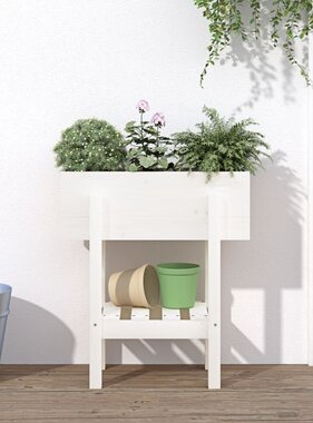 VidaXL Plantenbak 62x30x69 cm massief grenenhout wit