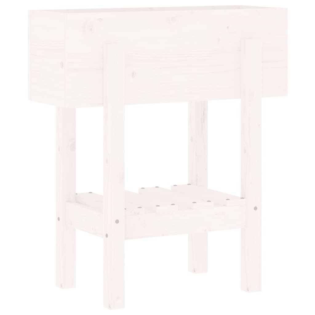 VidaXL Plantenbak 62x30x69 cm massief grenenhout wit