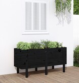 vidaXL Plantenbak verhoogd 121x50x57 cm massief grenenhout zwart