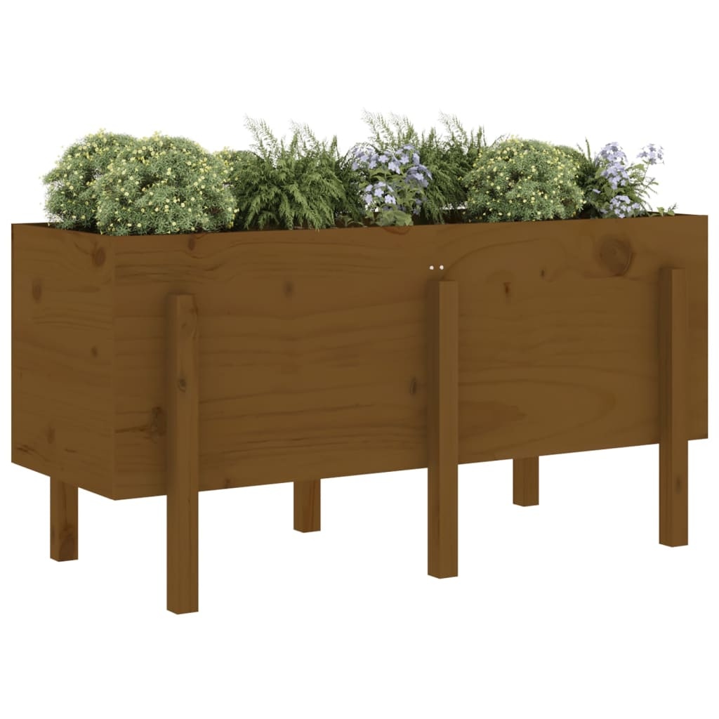 vidaXL Plantenbak verhoogd 121x50x57 cm massief grenenhout honingbruin