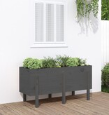 vidaXL Plantenbak verhoogd 121x50x57 cm massief grenenhout grijs