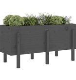 VidaXL Plantenbak verhoogd 121x50x57 cm massief grenenhout grijs