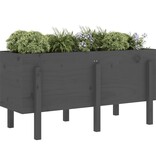 vidaXL Plantenbak verhoogd 121x50x57 cm massief grenenhout grijs