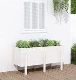 vidaXL Plantenbak verhoogd 121x50x57 cm massief grenenhout wit