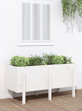 VidaXL Plantenbak verhoogd 121x50x57 cm massief grenenhout wit