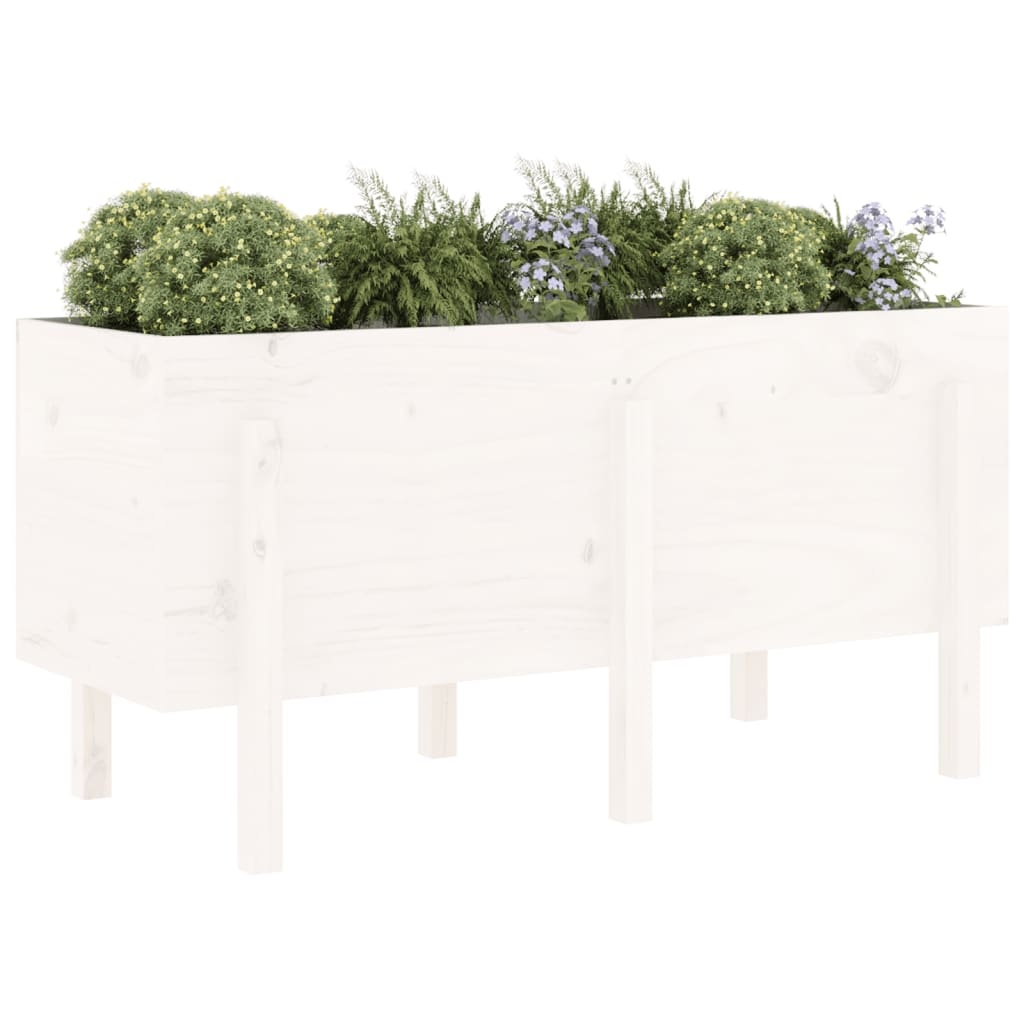 VidaXL Plantenbak verhoogd 121x50x57 cm massief grenenhout wit