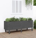 vidaXL Plantenbak verhoogd 160x50x57 cm massief grenenhout grijs